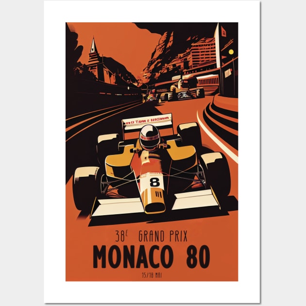 1980 Monaco Grand Prix Travel Poster Wall Art by GreenMary Design